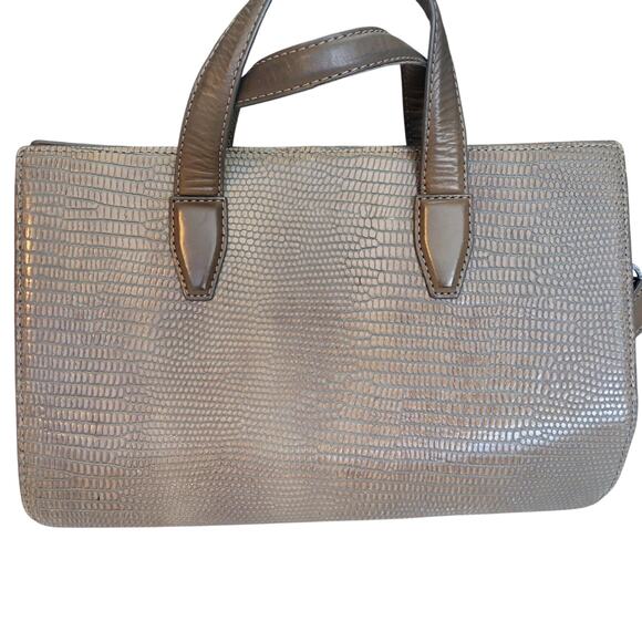 Authentic Alexander Wang Pelican Satchel Embossed Lizard Leather in Khaki/Grey - Picture 1 of 6